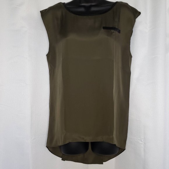 Olive Green Hi-Lo Sleeveless Tunic - Picture 1 of 9